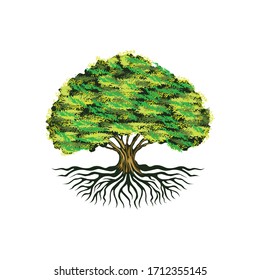Kreative abstrakte Lebenswurzel auf weißem Hintergrund Vektorillustration Logo-Design-Vorlage. 