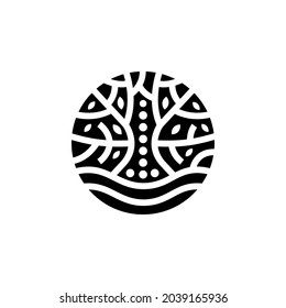 Raíz de la vida creativa abstracta sobre la plantilla de diseño del logotipo del vector de fondo blanco