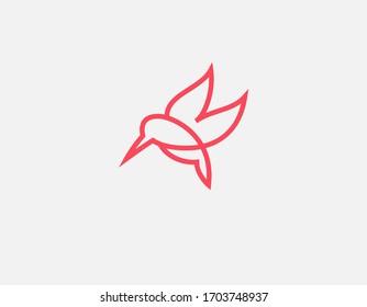 Creative abstract linear red hummingbird bird logo icon for your company