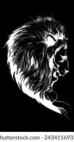 Creative Abstract Lion tiger halftone illustration,Isolated wild lion creative white color with halftone effect.