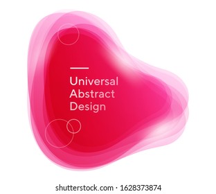 Creative abstract liquid circles. Universal trendy forms, blurry lines. Bright pink and fuchsia background, white text with circles. Design for ad flyer, slide or banner. Vector illustration.