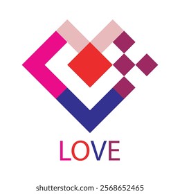 Creative Abstract Logo Design: Embracing Love Through Shapes. geometric love shape logo design.