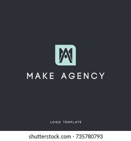 Creative abstract logo design using letter a and m. Modern flat design. Vector illustration