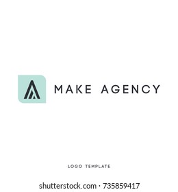 Creative abstract logo design using letter a and m. Modern flat design. Vector illustration