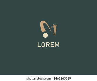 Creative abstract logo golf game man with a club and ball for a golf club