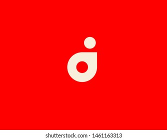 Creative abstract logo icon on red background two circles for business company
