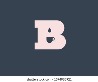 Creative abstract logo letter B and coffee mug or tea mug element for your business company