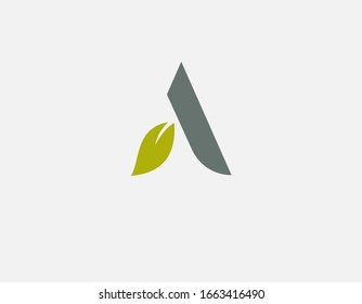 Creative abstract logo letter A and green leaf plants nature and typography for your company