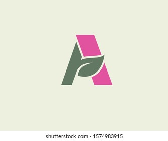Creative abstract logo letter A and plant leaf element for your business company