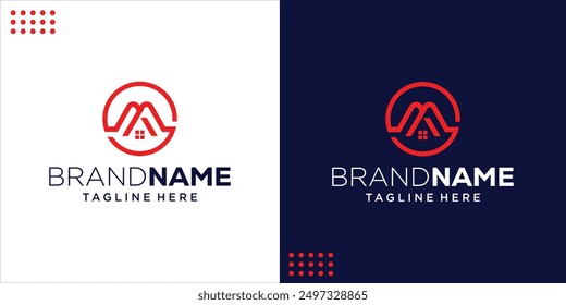 Creative Abstract Logo M With House, Design Inspiration, Illustration, Vector