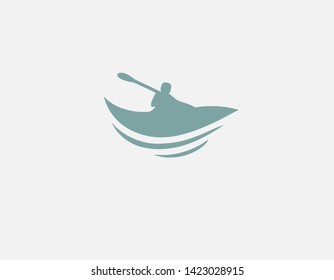 Creative abstract logo man in a boat with a sport extreme sport