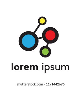 Creative abstract logo network and communications, vector flat hub