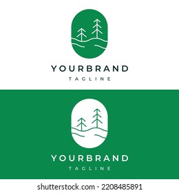 Creative abstract logo of pine trees and pine forest isolated background.Logos for badges,business,christmas,brands and natural products.