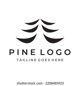 Creative abstract logo of pine trees and pine forest isolated background.Logos for badges,business,christmas,brands and natural products.