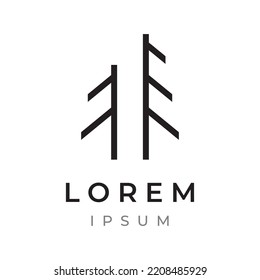 Creative abstract logo of pine trees and pine forest isolated background.Logos for badges,business,christmas,brands and natural products.