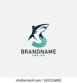 Creative abstract logo sign letter S and shark fin silhouette typography for company