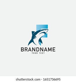 Creative abstract logo sign letter F and shark fin silhouette typography for company