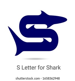 Creative abstract logo sign letter S and shark fin silhouette typography for company. 
