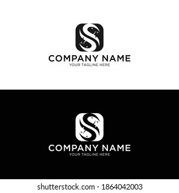 Creative abstract logo sign letter S and shark fin silhouette typography for company.	