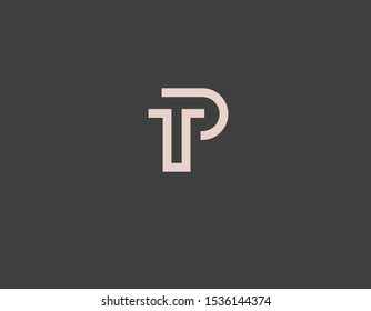 Creative abstract logo sign two letters P and T typography for company