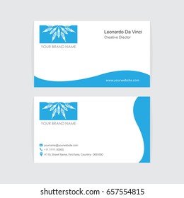 Creative abstract logo and visiting card design. Modern and simple business card with vector illustration and ornamental pattern.