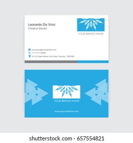 Creative abstract logo and visiting card design. Modern and simple business card with vector illustration and ornamental pattern.