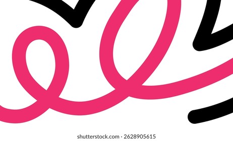Creative abstract loops in bright pink over white and black strokes, forming a playful and stylish design with high visual contrast.