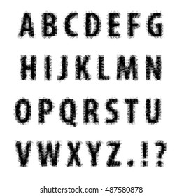Creative abstract low poly alphabet in black and white