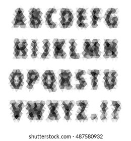 Creative abstract low poly alphabet in black and white