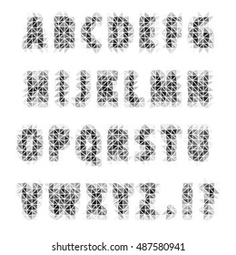 Creative abstract low poly alphabet in black and white