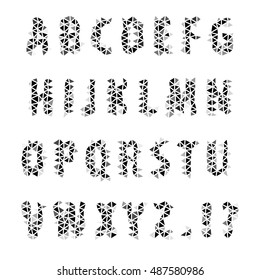 Creative abstract low poly alphabet in black and white