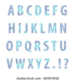 Creative abstract low poly alphabet in blue tones