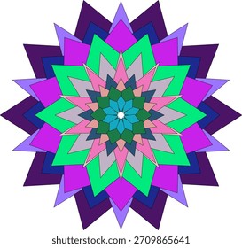 Creative Abstract Mandala Flower Artwork In Colorful Geometric Form
