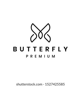 Creative abstract modern butterfly logo design vector with line art style