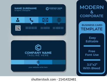 Creative abstract modern corporate clean and simple double-sided business card template design, Stylish stationery design and professional business card design