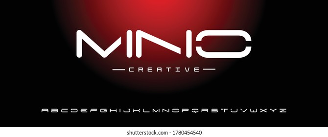 Creative abstract modern digital technology fonts. Minimalist slim typography monogram font style. Vector illustration and tech logo