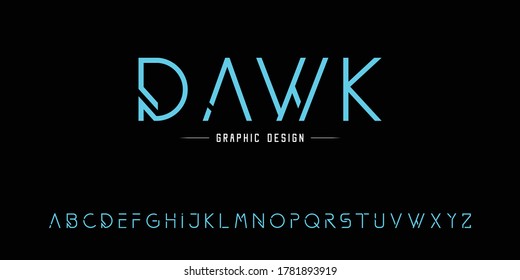 Creative abstract modern digital technology fonts. Minimalist slim typography monogram font style. Vector illustration and tech logo