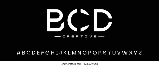 Creative abstract modern digital technology fonts. Minimalist slim typography monogram font style. Vector illustration and tech logo