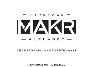 Creative abstract modern digital technology fonts. Minimalist slim typography monogram font style. Vector illustration and tech logo. Minimal modern typographic alphabet fonts.Digital, game movie, etc