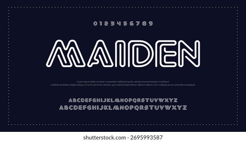 Fontes de tecnologia digital moderna abstrata criativa. Estilo de fonte minimalista de monograma de tipografia fina. Ilustração vetorial e logotipo técnico