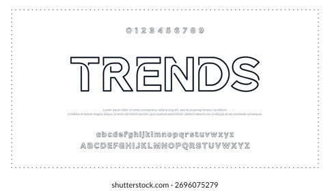 Creative abstract modern digital technology fonts. Minimalist slim typography monogram font style. Vector illustration and tech logo
