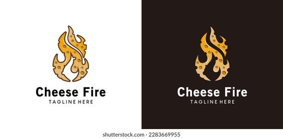 Creative abstract modern flame cheese logo design