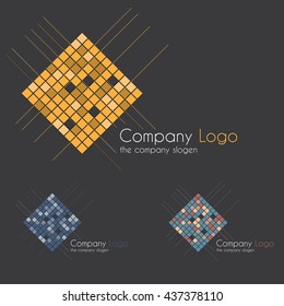 Creative abstract modern icon set with square logo square company name slogen 3 logos colorfull lines