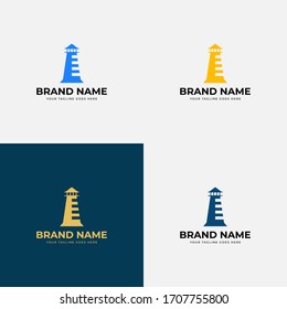 Diseño gráfico vectorial del diseño del logotipo del faro moderno y creativo. logotipo de faro para negocios, organización o sitio web. Plantilla de diseño de icono de indicador.