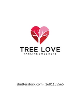 Creative abstract modern Tree love logo design sign vector template