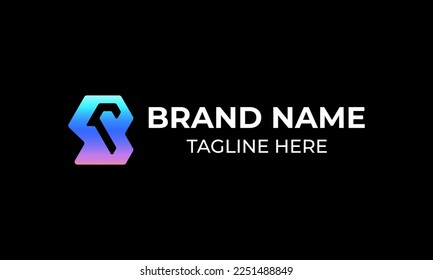 Creative abstract modern vector letter b logo mark concept with multiple gradient color using grid system