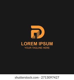 Creative abstract monogram logo design letter D orange color 3D style elegant modern identity with Creative Illustration.