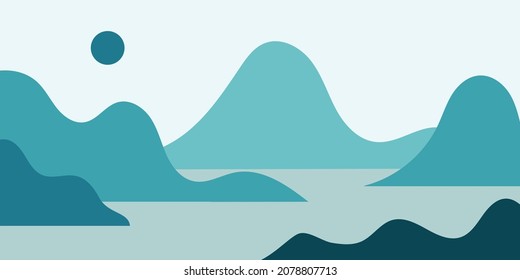 Creative abstract mountain landscape background, flat design.Trendy contemporary design. Futuristic wall art decor. Vector illustration