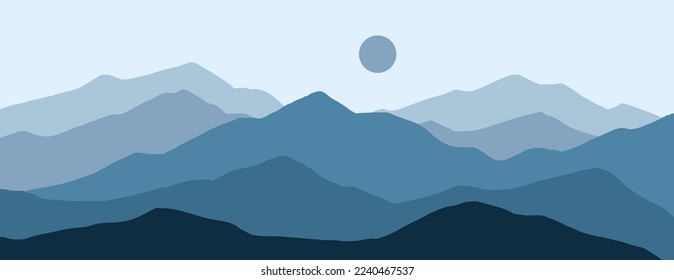 Creative abstract mountain landscape background, flat design.Trendy contemporary design. Futuristic wall art decor. Vector illustration