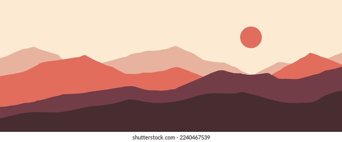 Creative abstract mountain landscape background, flat design.Trendy contemporary design. Futuristic wall art decor. Vector illustration